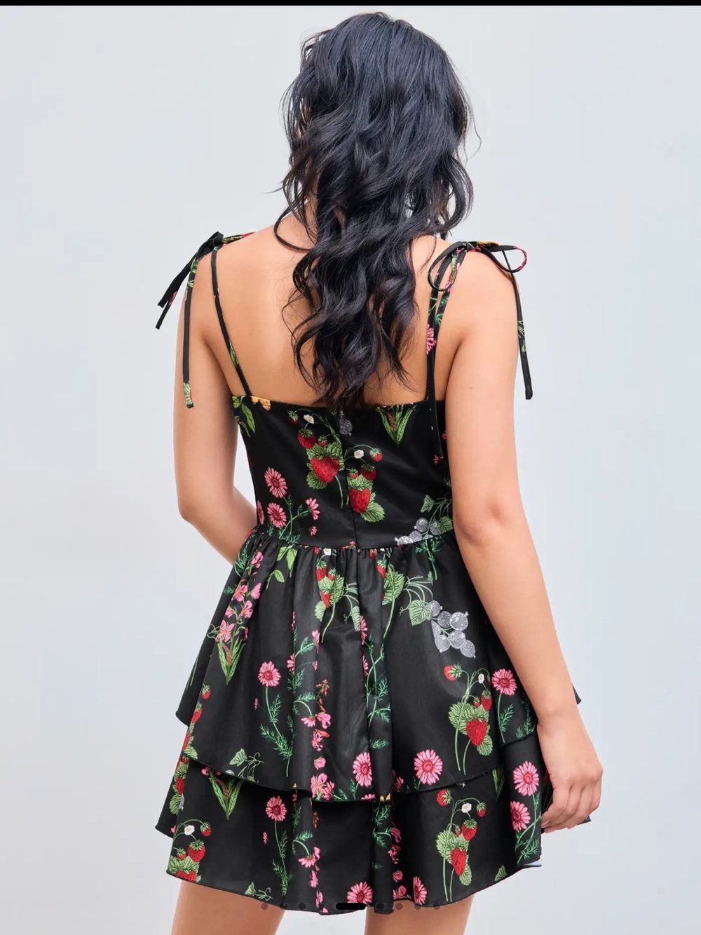 NWOT Cider Floral Ruffle Hem Knot Layered Mini Dress - Picture 4 of 8